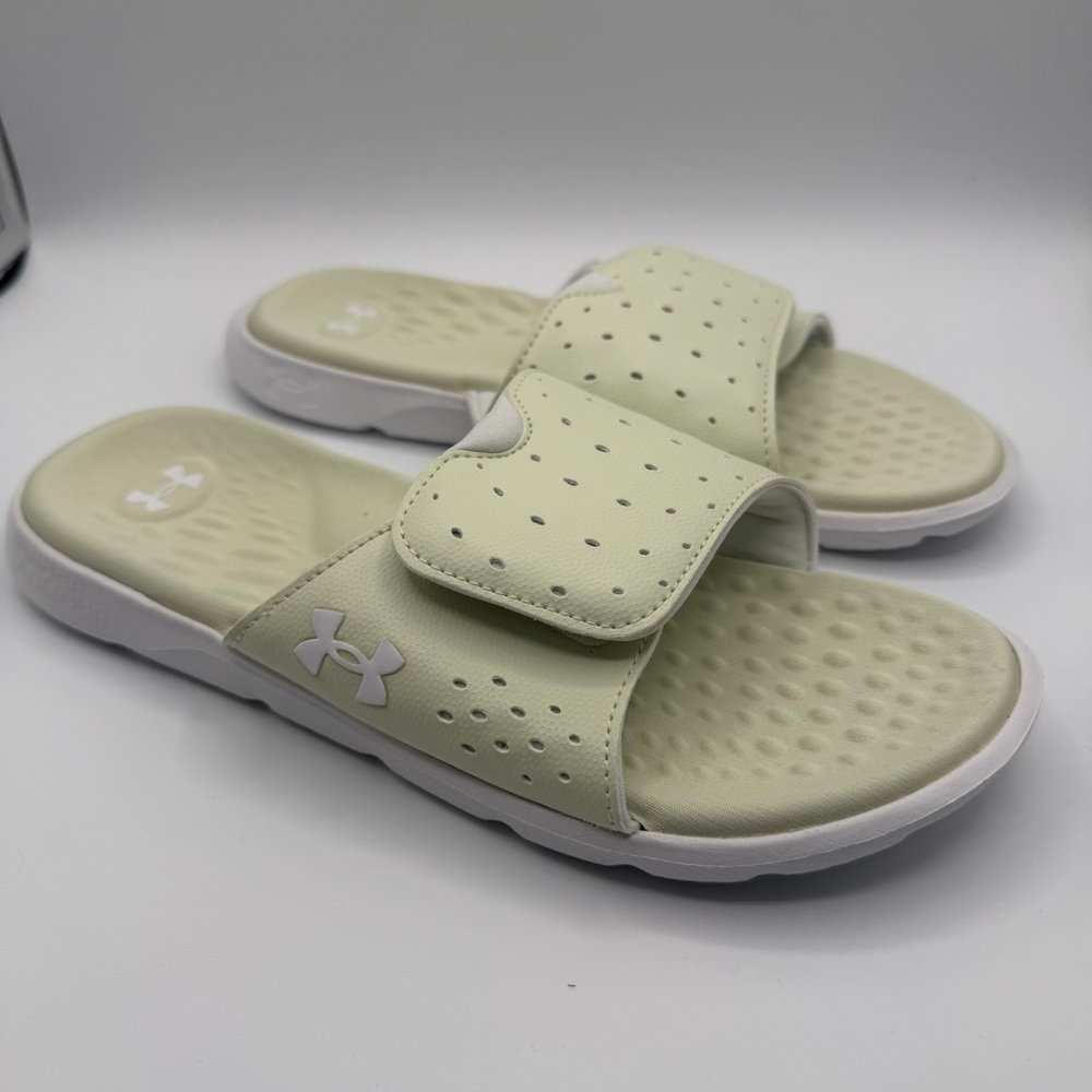 Under Armour Ignite Select Slides Lemon Ice Adjustable Sandals Women 9